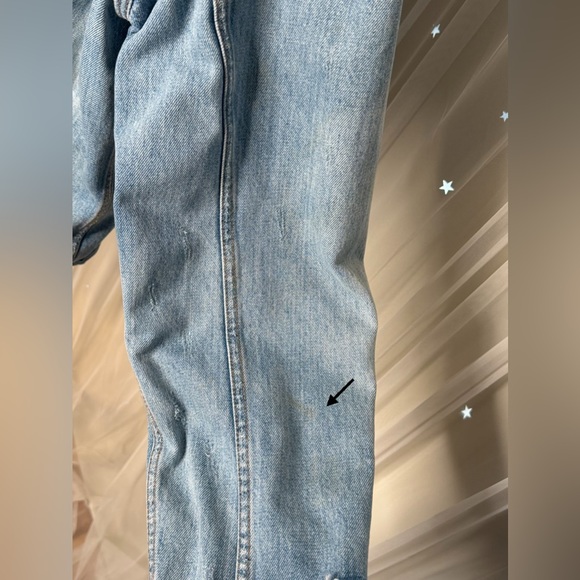 Free People Plaid Lined Denim Sherpa Collar Trucker Oversized Jacket *Flawed - Picture 6 of 9